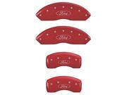 MGP CALIPER COVERS MGP10220SFRDRD SET OF 4 CALIPER COVERS FRONT AND REAR OVAL LOGO FORD RED SILVER CHARACTERS