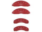 MGP CALIPER COVERS MGP10146SFRDRD SET OF 4 CALIPER COVERS FRONT AND REAR OVAL LOGO FORD RED SILVER CHARACTERS
