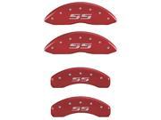 MGP CALIPER COVERS MGP14034SSS3RD SET OF 4 CALIPER COVERS FRONT AND REAR SILVERADO STYLE SS RED SILVER CHARACTERS