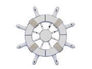 HANDCRAFTED MODEL SHIPS SW 6 102 NH Rustic White Decorative Ship Wheel 6