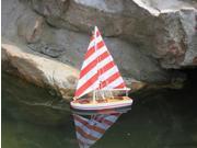 HANDCRAFTED MODEL SHIPS it floats 12 red stripes Wooden It Floats 12 Rustic Red Striped Floating Sailboat Model