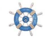 HANDCRAFTED MODEL SHIPS Wheel 9 109 anchor Rustic Light Blue and White Decorative Ship Wheel With Anchor 9