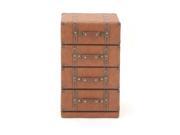 BENZARA 55772 Alluring Wood Leather 4 Drawer Cabinet