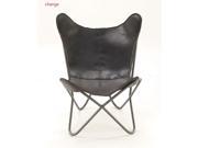 BENZARA 94989 Adorable Metal Real Leather Black Chair