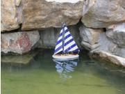 HANDCRAFTED MODEL SHIPS it floats 21 blue stripes Wooden It Floats 21 Rustic Blue Striped Floating Sailboat Model