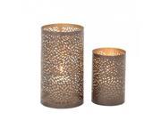 BENZARA 37034 Designer Metal Candle Lantern Set Of 2 9 6 H