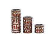 BENZARA 42140 Enticing Set of Three Metal Mosaic Candle holders