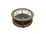BENZARA 44383 Classic Metal Wood Clock Coffee Table