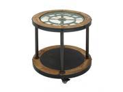 BENZARA 44382 Vintage Metal Wood Clock Side Table