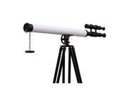 HANDCRAFTED MODEL SHIPS ST 0124 BWLB Floor Standing Oil Rubbed Bronze White Leather With Black Stand Griffith Astro Telescope 65