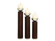 BENZARA 51220 Chic Wood Candle Holder Set Of 3