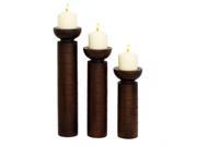 BENZARA 51224 Amazing Wood Aluminum Candle Holder Set Of 3