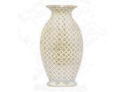 BENZARA HRT 22396 Benzara 13.75 Golden and White Ceramic Vase