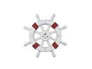 HANDCRAFTED MODEL SHIPS SW 12 102 anchor Rustic White Decorative Ship Wheel with Red Rope and anchor 12