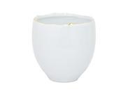 BENZARA HRT 62979 Benzara 62979 5.25 White and Golden Ceramic Planter