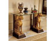 Egyptian Furniture Royal Cheetahs Sculptural Glass Topped Console