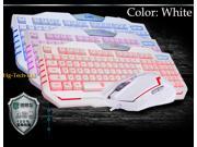 White 3 Colors Backlit Ergonomic Gaming Keyboard 2400DPI Usb Gaming Mouse Set