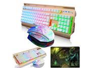 UrChoiceLtd® 2016 Ajazz Battle Axe Colorful Rainbow Backlit Multimedia Ergonomic Usb Gaming Keyboard 2400DPI 6 Buttons Gaming Mouse WOW Black Temple Mousepa