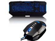 Ajazz LED Illuminated Ergonomic USB Wired Multimedia Blue Backlight Backlit Gaming Keyboard 4000DPI 8D Ajazz Griffin 8 Buttons X4 Optical Usb Professional Gam