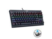 UrChoiceLtd® 2017 E Z77 87 Keys Mechanical Keyboards Usb Wired LED illuminated Backlight Ergonomic Gaming Keyboard Blue Switch for Office Typists and Play Games