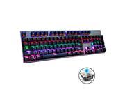 UrChoiceLtd® E 3LUE Mechanical Gaming Keyboard with Blue Switch Illuminated LED Backlit 104 Key Anti ghosting USB Wired Multimedia Engineering Gaming Keyboard