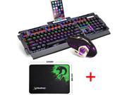 UrChoiceLtd® 2017 Technology Mechanical Keyboard Colorful Rainbow LED Backlit Multimedia Ergonomic Usb Gaming Keyboard with a Phone Stand and Lighter Stand 24