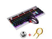 UrChoiceLtd® V1 Keyboard and Mouse Combo Mechanical Gaming Keyboard Rainbow LED Backlight Wired 104 Keys 2500 DPI Gaming Mouse Set with Full Anti ghosting Ke