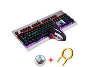 UrChoiceLtd® V1 Keyboard and Mouse Combo Mechanical Gaming Keyboard Rainbow LED Backlight Wired 104 Keys 2500 DPI Gaming Mouse Set with Full Anti ghosting Ke