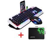 UrChoiceLtd 2017 Technology Colorful Rainbow LED Backlit Multimedia Ergonomic Usb Gaming Keyboard with a Phone Stand and Lighter Stand 2000DPI Gaming Mouse