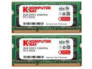 Komputerbay 16GB Dual Channel Kit 2x 8GB 204pin DDR3 1066 SO DIMM 1066 PC3 8500 1066MHz CL7 for Apple