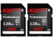 Komputerbay 2 PACK 128GB SDXC Secure Digital Extended Capacity Speed Class 10 600X UHS I Ultra High Speed Flash Memory Card 40MB s Write 90MB s Read 128 GB