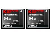 KOMPUTERBAY 2 PACK 64GB Professional COMPACT FLASH CARD CF 1000X 150MB s Extreme Speed UDMA 7 RAW 64 GB