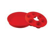 ORKA OD180101 Silicone Nylon Round Cake Pan with 6 Mold Muffin Pan Red