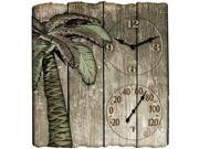 TAYLOR 91940 12 x 13 Palm Tree Poly Resin Clock with Thermometer