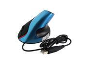 USB Vertical 800dpi Optical Mouse Mic Ergonomic Design Wrist Pain Free Blue