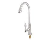 Unique Bargains Lavatory Brushed Stainless Steel 1 4 Turn Handle Bend Sink Basin Faucet Tap