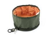 Unique Bargains Travel Foldable Portable Arm Green Orange Zippered Pet Dog Cat Food Bowl