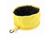 Unique Bargains Travel Foldable Portable Yellow Black Zippered Pet Dog Cat Food Bowl