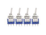 4 Pcs AC 125V 6A 3 Pin SPDT On Off On 3 Position Mini Toggle Switch Blue