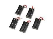 5 Pcs 2 x 1.5V AA Battery Holder Case Box Black w Wire Leads