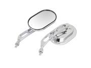 2 Pcs Silver Tone Angle Adjustable Side Rearview Mirrors for Motorcycle