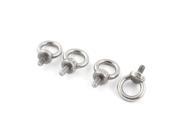 Unique Bargains 4 PCS Silver Tone Stainless Steel Wire Rope Eye Bolt M6