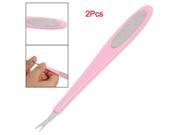 Unique Bargains 2 Pcs Mini 2 in 1 Pink Nail File Cuticle Remover Tool