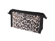 Unique Bargains Lady Leopard Print Zippered Rectangular Makeup Holder Cosmetic Pouch Bag