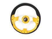 315mm Diameter 3 Spoke Faux Leather Wrapped Antislip Steering Wheel Yellow Black