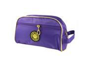 Women Rectangle Zippered Cosmetic Bag Makeup Holder w Strap Purple