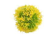 Unique Bargains Fish Tank Perforated Base Artificial Yellow Green Flower Ball Grass Decor
