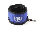 Outdoors Portable Round Design Collapsible Pet Dog Food Water Bowl Blue