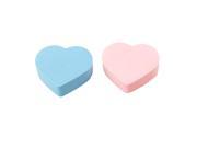 Unique Bargains 2pcs Heart Shape Powder Puff Sponge Beauty Tool Blue Pink