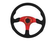 Faux Leather Grip Sports Racing Car Steering Wheel Black Red 35cm Dia